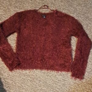 U2B Cozy Maroon Fuzzy Sweater